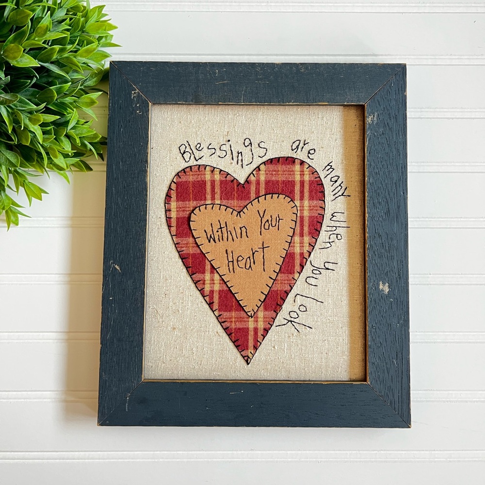 Vintage Primitive Stitched Fabric Wall Decor